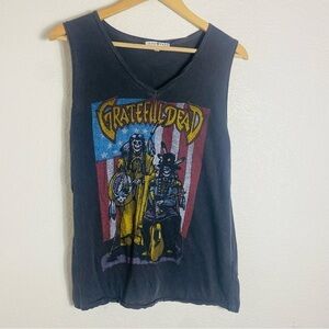Junk Food Greatful Dead La Mer Muscle  V-Neck  Raw Hem Tank Gray Size:XS